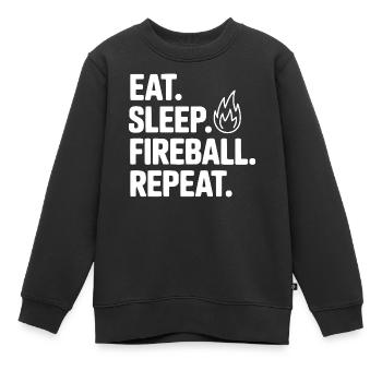Iss. Schlaf. Feuerball. Wiederholen. - Kinder Premium Organic Sweatshirt - Schwarz - Vorne - AI Model Kid Female (0cm)
