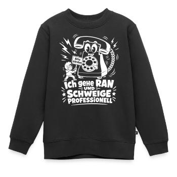 Ich gehe ran und schweige professionell - Kinder Premium Organic Sweatshirt - Schwarz - Vorne - AI Model Kid Female (0cm)