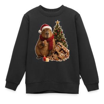 Magie de l’Avent de Capybara de Noël - Sweat Premium enfant bio - noir - Devant - AI Model Kid Female (0cm)