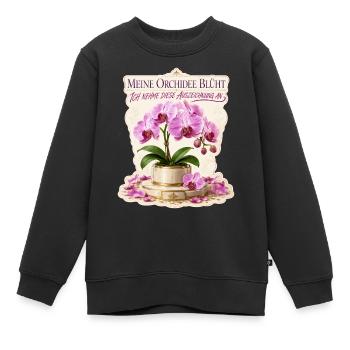 Meine Orchidee blüht, ich nehme diese Auszeichnung - Kinder Premium Organic Sweatshirt - Schwarz - Vorne - AI Model Kid Female (0cm)