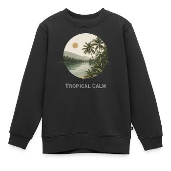 Calme tropical - Palmiers Palmiers Basilics tropicaux - Sweat Premium enfant bio - noir - Devant - AI Model Kid Female (0cm)