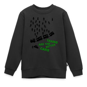 Trains are the better cars - Kinder Premium Organic Sweatshirt - Schwarz - Vorne - AI Model Kid Female (0cm)