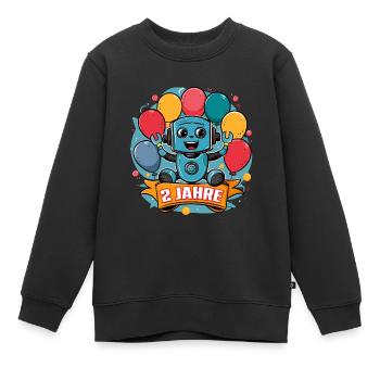 2 Jahre Kleiner Roboter mit bunten Luftballons - Kinder Premium Organic Sweatshirt - Schwarz - Vorne - AI Model Kid Female (0cm)