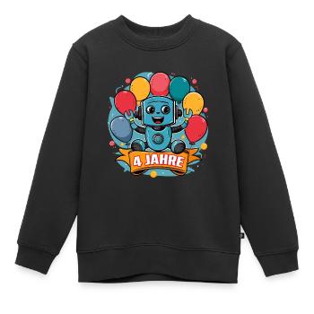 4 Jahre Kleiner Roboter mit bunten Luftballons - Kinder Premium Organic Sweatshirt - Schwarz - Vorne - AI Model Kid Female (0cm)