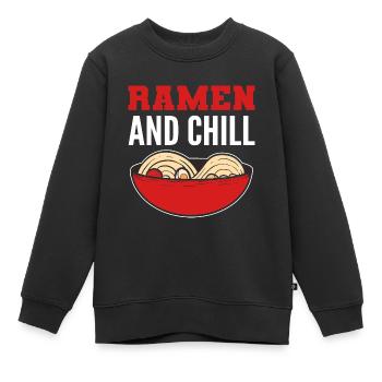 Ramen et Chill Chill Personne Cadeau - Sweat Premium enfant bio - noir - Devant - AI Model Kid Female (0cm)