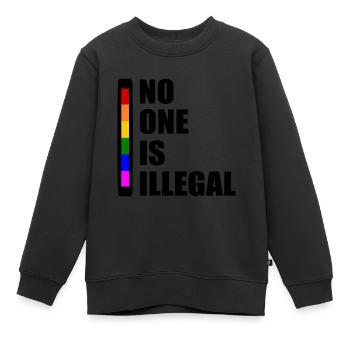 No one is illegal - Sweat Premium enfant bio - noir - Devant - AI Model Kid Female (0cm)