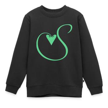 Monogramme S Cœur Vigne - Sweat Premium enfant bio - noir - Devant - AI Model Kid Female (0cm)