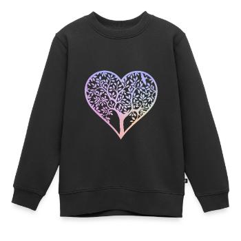 Baum Herzform Frühlingsgefühle - Kinder Premium Organic Sweatshirt - Schwarz - Vorne - AI Model Kid Female (0cm)