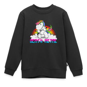 Death Metal Licorne Arc-en-ciel - Sweat Premium enfant bio - noir - Devant - AI Model Kid Female (0cm)