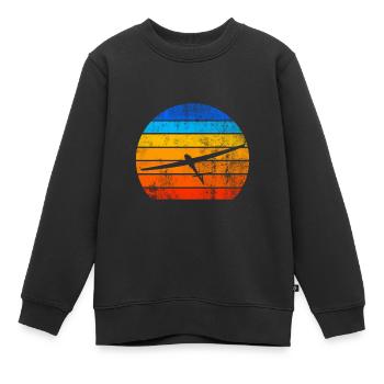 Gliding glider sunset - Kids Premium Organic Sweatshirt - black - Front - AI Model Kid Female (0cm)
