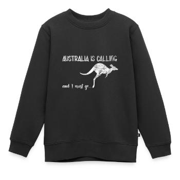 Australien Ruft Backpacker Reisen Känguru - Kinder Premium Organic Sweatshirt - Schwarz - Vorne - AI Model Kid Female (0cm)