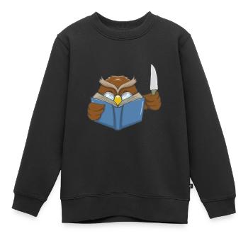 Lesen Eule Buchfans Lieblings Hobby Geschenk - Kinder Premium Organic Sweatshirt - Schwarz - Vorne - AI Model Kid Female (0cm)