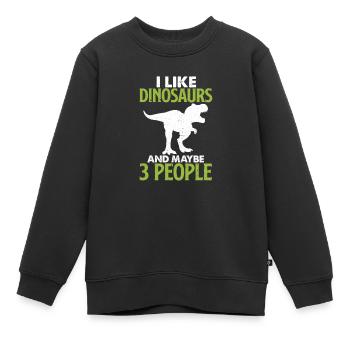 Cadeau enfant dinosaure Dino Trex Primeval - Sweat Premium enfant bio - noir - Devant - AI Model Kid Female (0cm)
