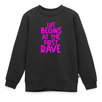 rave - Kids Premium Organic Sweatshirt - black - Front - AI Model Kid Female (0cm)