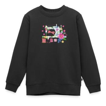 Nähen Nähmaschine Schneider Handarbeit Geschenk - Kinder Premium Organic Sweatshirt - Schwarz - Vorne - AI Model Kid Female (0cm)