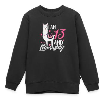 Lama du 13e anniversaire - Sweat Premium enfant bio - noir - Devant - AI Model Kid Female (0cm)