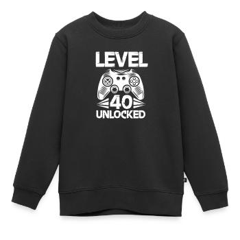 Niveau 40 - Sweat Premium enfant bio - noir - Devant - AI Model Kid Female (0cm)
