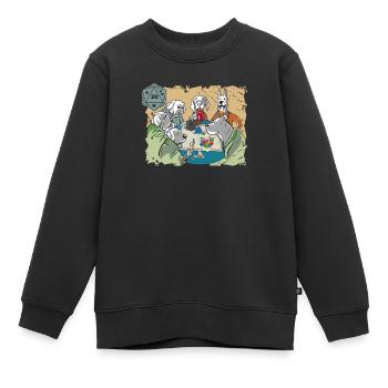 RPG Pen and Paper Dice D20 Dragons RPG chiens ronde - Sweat Premium enfant bio - noir - Devant - AI Model Kid Female (0cm)