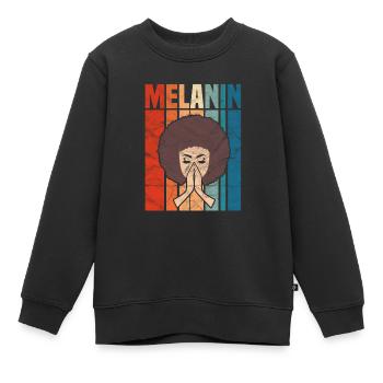 Mélanine Afro Black Lives Matter Gift - Sweat Premium enfant bio - noir - Devant - AI Model Kid Female (0cm)