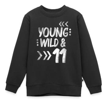 Anniversaire onze ans 11 anniversaire cadeau enfants - Sweat Premium enfant bio - noir - Devant - AI Model Kid Female (0cm)