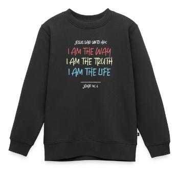 Jesus - Kinder Premium Organic Sweatshirt - Schwarz - Vorne - AI Model Kid Female (0cm)