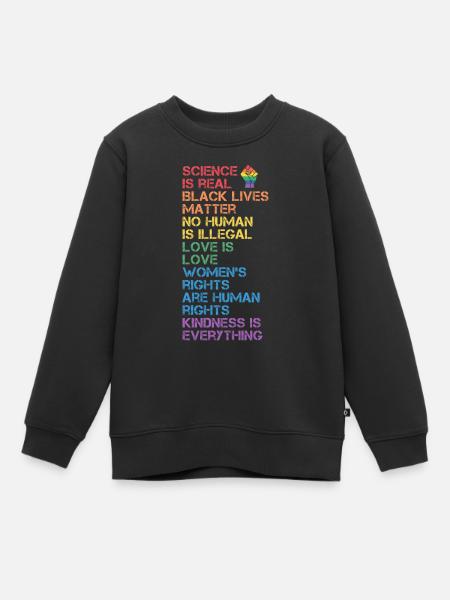 BLM Science Is Real Black Lives Matter LGBT Pride - Kinder Premium sweater biologisch - zwart