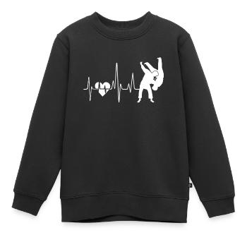Judo Judo Heartbeat - Sweat Premium enfant bio - noir - Devant - AI Model Kid Female (0cm)