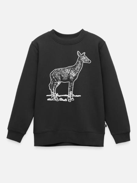 Okapi Okapi Blumenmuster - Kinder Premium Organic Sweatshirt - Schwarz
