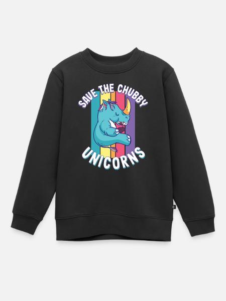 Nettes Nashorngeschenk Rette die molligen Einhörner - Kinder Premium Organic Sweatshirt - Schwarz