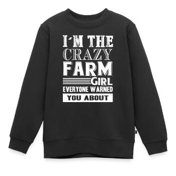 Farmer Crazy Farm Girl - Kinder Premium Organic Sweatshirt - Schwarz - Vorne - AI Model Kid Female (0cm)