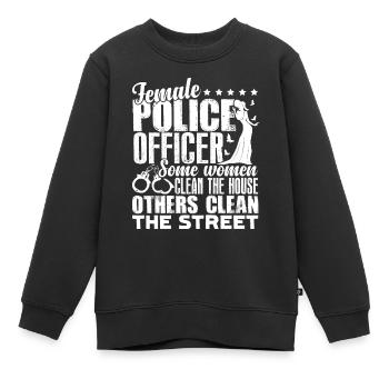 Policier Femme Officier de police - Sweat Premium enfant bio - noir - Devant - AI Model Kid Female (0cm)