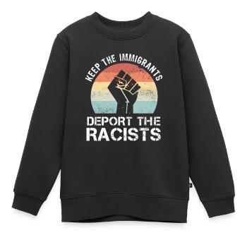 BLM garde les immigrants expulser les racistes - Sweat Premium enfant bio - noir - Devant - AI Model Kid Female (0cm)