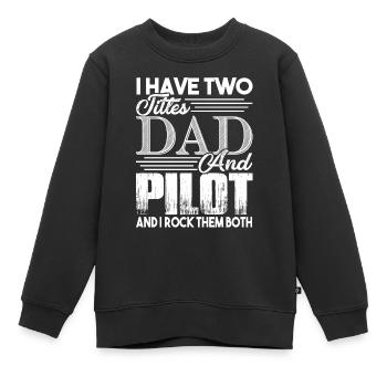 Pilote, je suis papa et pilote - Sweat Premium enfant bio - noir - Devant - AI Model Kid Female (0cm)
