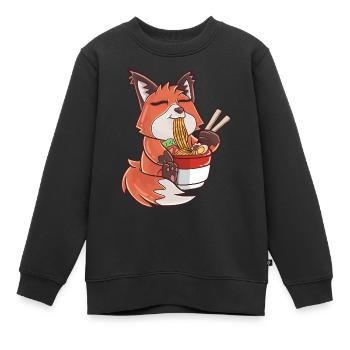 Ramen Kawaii Fuchs - Kinder Premium Organic Sweatshirt - Schwarz - Vorne - AI Model Kid Female (0cm)