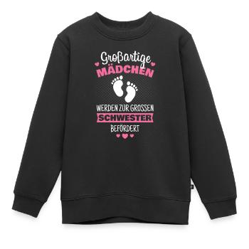 Große Schwester Babyfüße Geburt Schwangerschaft - Kinder Premium Organic Sweatshirt - Schwarz - Vorne - AI Model Kid Female (0cm)