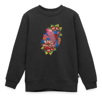 Tatouage tatoué tatouages tatouage koi cadeau - Sweat Premium enfant bio - noir - Devant - AI Model Kid Female (0cm)