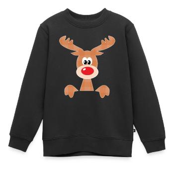 Rennais Noël Reindeer Idées cadeaux - Sweat Premium enfant bio - noir - Devant - AI Model Kid Female (0cm)