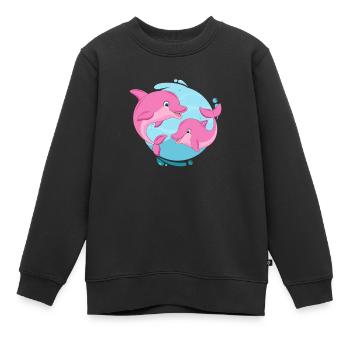 Dauphin dauphin de mer cadeau de dauphins de mer - Sweat Premium enfant bio - noir - Devant - AI Model Kid Female (0cm)