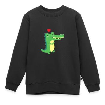 Cute Crocodile Alligator Lovely Heart Love - Kinder Premium Organic Sweatshirt - Schwarz - Vorne - AI Model Kid Female (0cm)