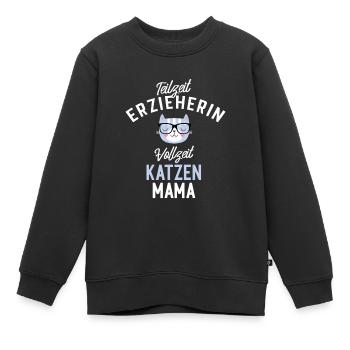 Teilzeit Erzieherin Vollzeit Katzenmama - Kinder Premium Organic Sweatshirt - Schwarz - Vorne - AI Model Kid Female (0cm)