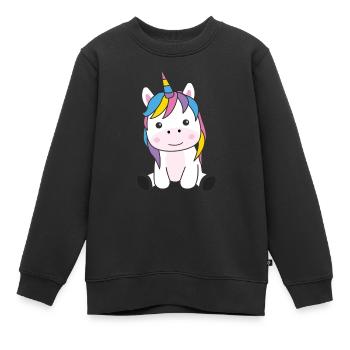 Einhorn rosa Einhörner kawaii Tiere - Kinder Premium Organic Sweatshirt - Schwarz - Vorne - AI Model Kid Female (0cm)