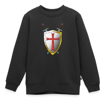Templer Bouclier et Épées - Templiers - Sweat Premium enfant bio - noir - Devant - AI Model Kid Female (0cm)