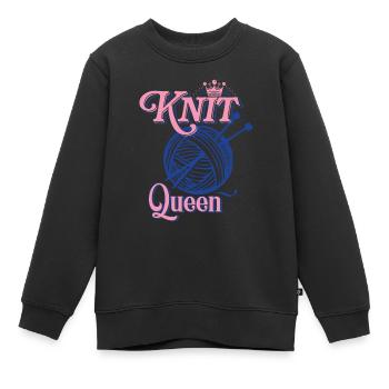 Stricken Häkeln Handarbeit Mama Oma - Kinder Premium Organic Sweatshirt - Schwarz - Vorne - AI Model Kid Female (0cm)