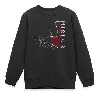 Le marteau de Thor avec flash - Mjölnir - Sweat Premium enfant bio - noir - Devant - AI Model Kid Female (0cm)