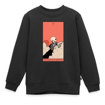 Morgenmuffel Tarotkarte Okkulte Geschenkidee - Kinder Premium Organic Sweatshirt - Schwarz - Vorne - AI Model Kid Female (0cm)
