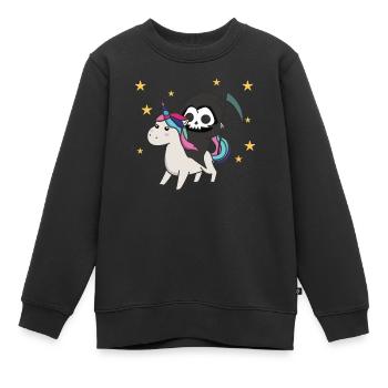 Death riding unicorn funny unicorns Rainbow - Kinder Premium Organic Sweatshirt - Schwarz - Vorne - AI Model Kid Female (0cm)