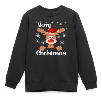 Rentier Weihnachten Reindeer Geschenkideen - Kinder Premium Organic Sweatshirt - Schwarz - Vorne - AI Model Kid Female (0cm)