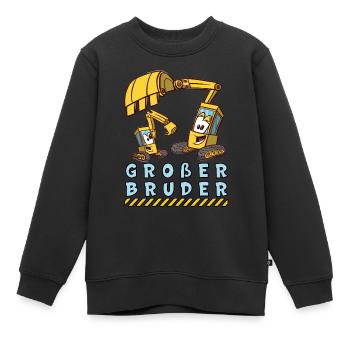 Großer Bruder 2022 Bagger Lkw Baufahrzeug Brüder - Kinder Premium Organic Sweatshirt - Schwarz - Vorne - AI Model Kid Female (0cm)