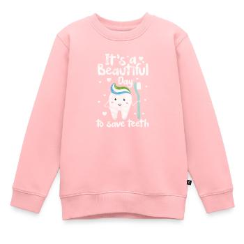 Dentiste - Sweat Premium enfant bio - rose - Devant - AI Model Kid Female (0cm)