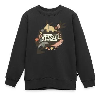Jakob - Nom de garçon cool avec des dinosaures cool - Sweat Premium enfant bio - noir - Devant - AI Model Kid Female (0cm)
